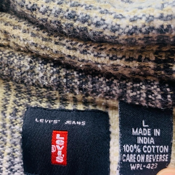 LEVI’S thick Plaid flannel button-down collared work Shirt large men’s - Picture 5 of 6